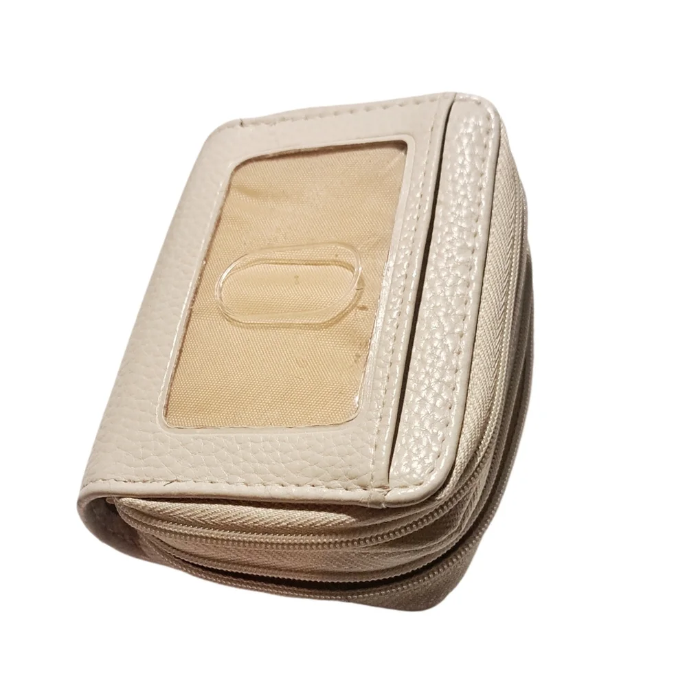 Buxton Cream High Quality Pebble Grain Faux Leather Wallet
